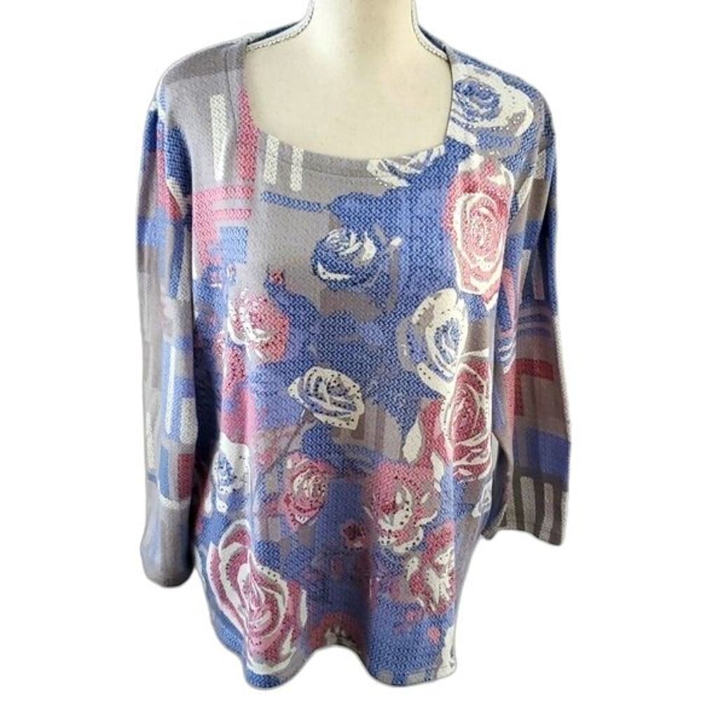 Top Floral  Rhinestones by Alfred Dunner Multicolor  Size XL